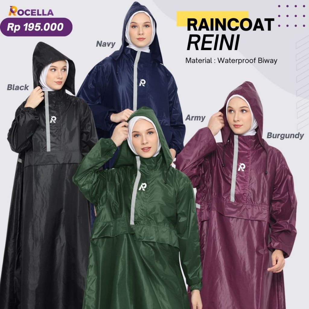 Jas Ujan Gamis Rocella Raincoat Reini/jas hujan rok wanita/ jas hujan muslimah gamis/ jas hujan gami