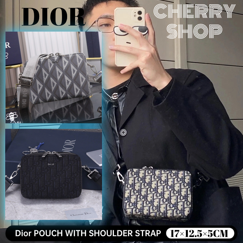 100% authentic Dior POUCH WITH SHOULDER STRAP Tas Pria Tas Kurir Tas Bahu