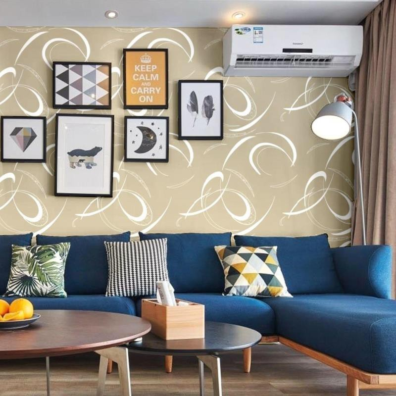 Wallpaper Dinding Sticker Aesthetic Ruang Kamar Dan Ruang Tamu Coklat Boomerang Putih