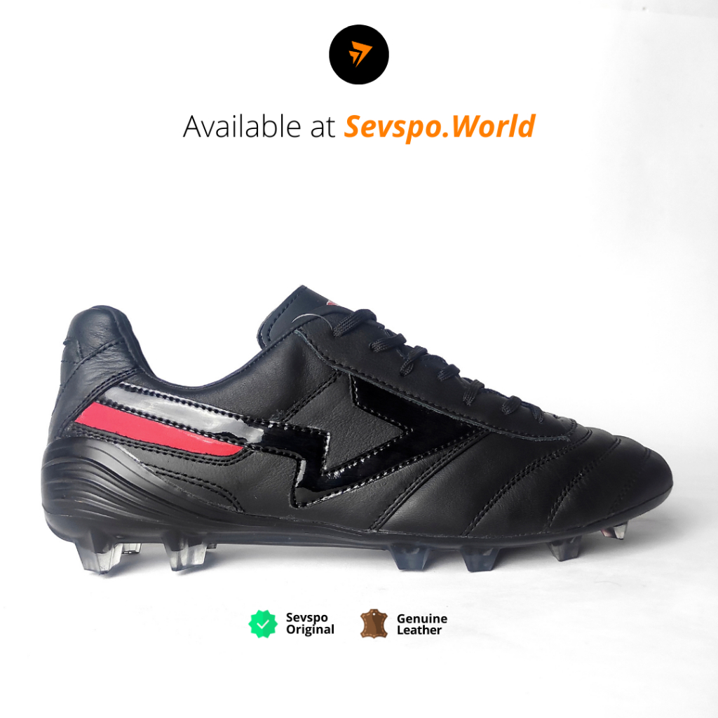 Sevspo Maestro V2 Alpha Black - Sepatu Bola Kulit Asli