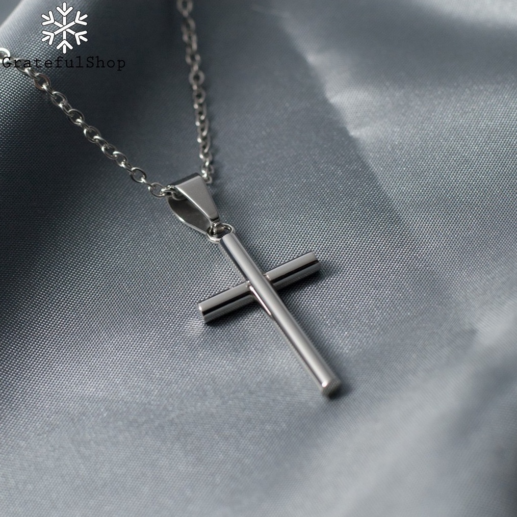 Star 12.12 Grateful - Kalung Silver Salib Cross Pipe Stainless Steel (Anti Karat) 