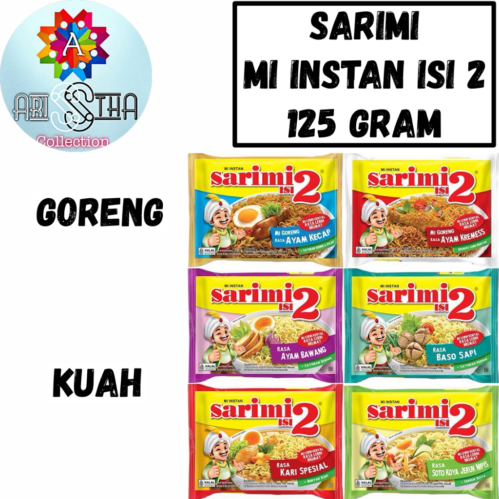 

Sarimi Mie Goreng Kuah isi Dua 2 Ayam Kremess Ayam Kecap Soto