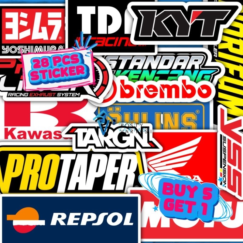 Stiker Pack Racing Motor Isi 25 PCS Keren Vario Nmax Xmax Beat Mio Aerox Motor Balap