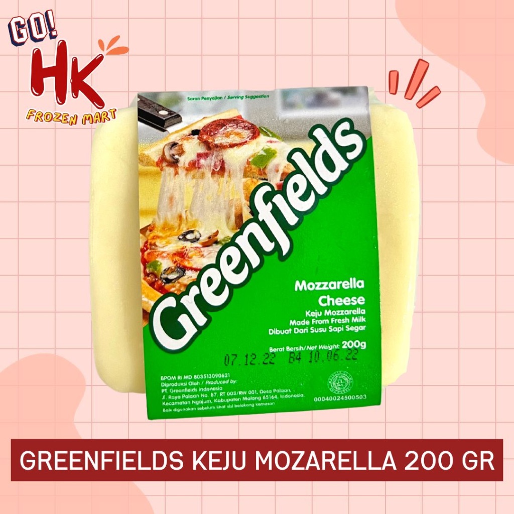 

Greenfields Keju Mozarella 200gr mozzarella cheese premium full susu moza keju lumer HK Frozen Mart