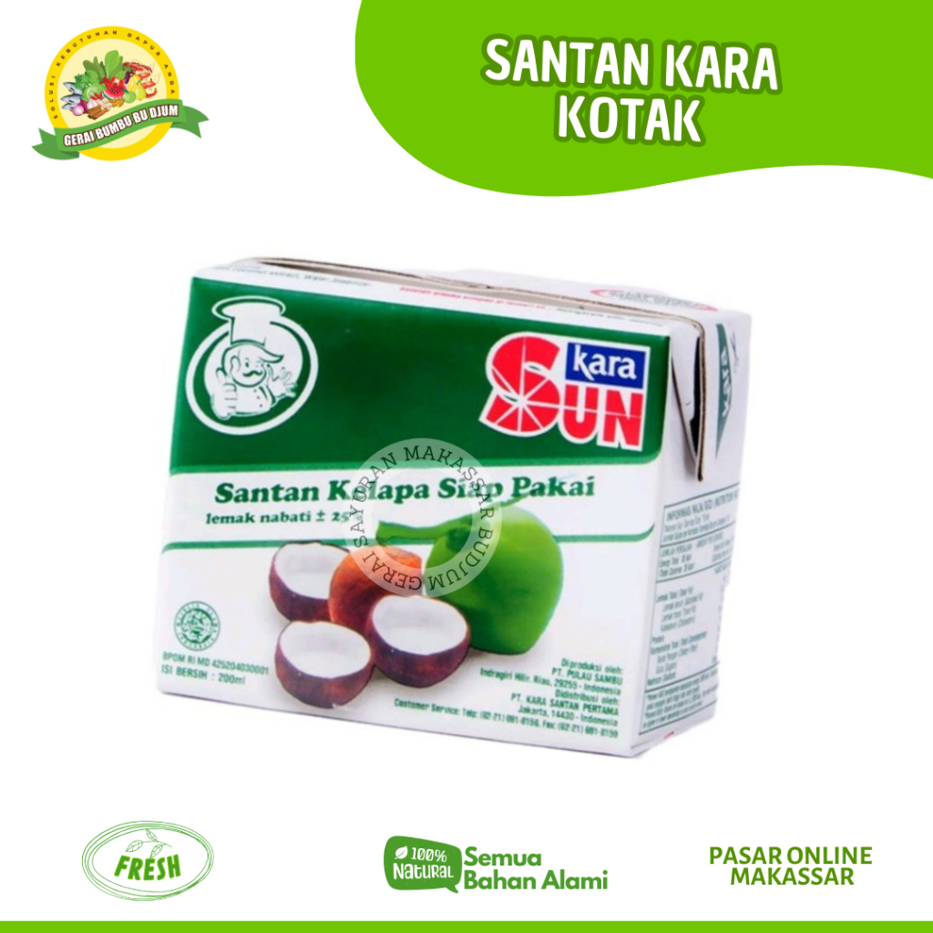 

SANTAN KARA KOTAK 250ML MURAH SAYURAN PASAR ONLINE MAKASSAR BISA INSTAN DELIVERY