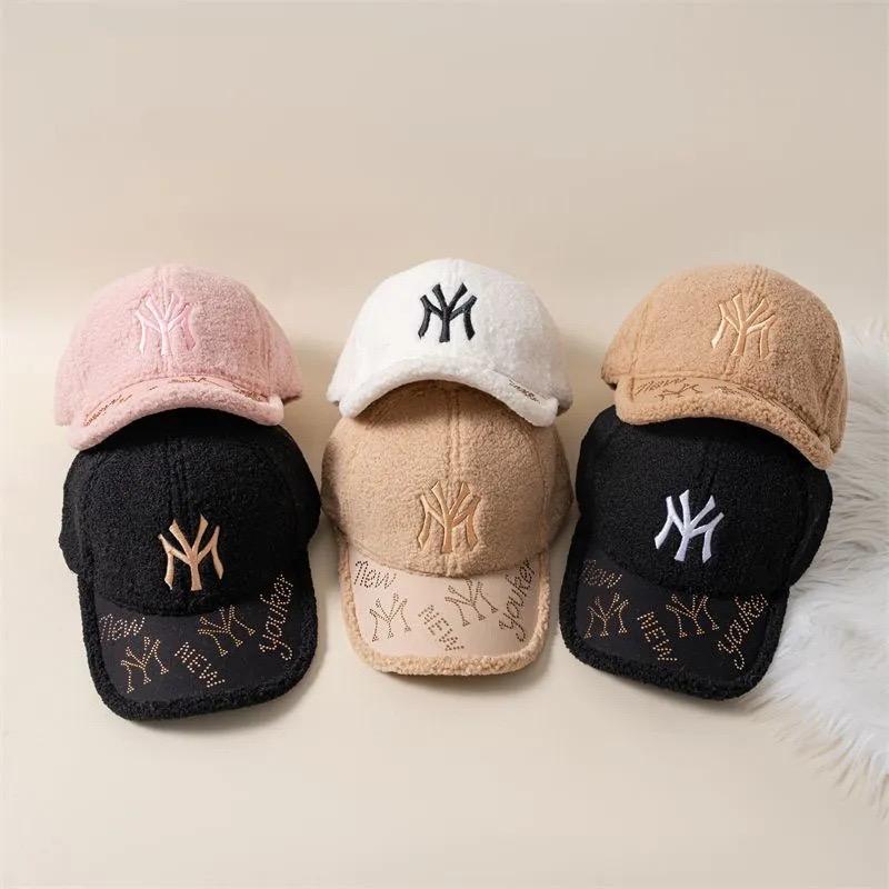 Topi Pria Wanita Baseball Korea Bordir NY Motif Bulu Fashion Style Kekinian Unisex