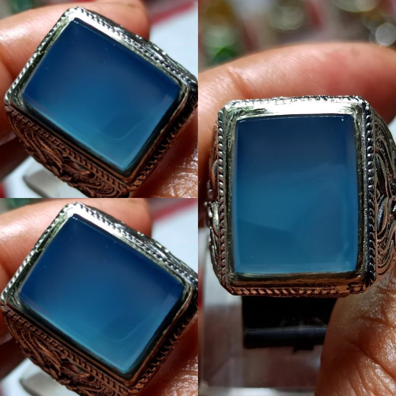 batu cincin akik biru langit kotak