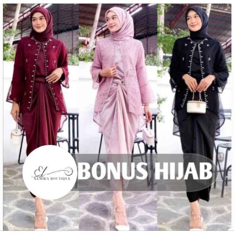 (ADA JUMBO) ONE SET LARISSA KEBAYA ORGANZA MODERN KEBAYA WISUDA LARAN SERAGAMAN