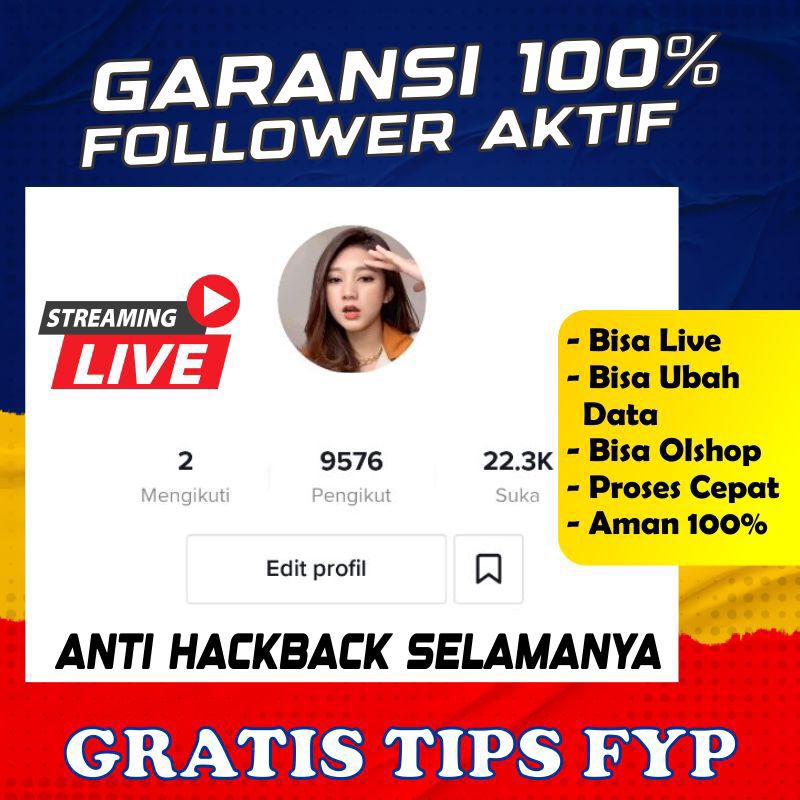 Akun Tiktok Real Follower Indo Permanen No Drop Konten Fyp Bisa Live