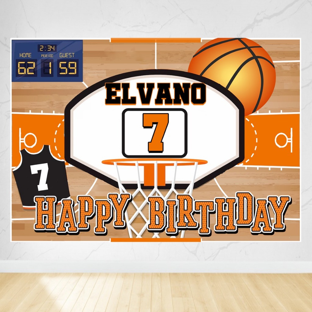 Bola Basket Ring Hobi Backdrop Birthday / Banner Flexi / Background Party Ulang Tahun