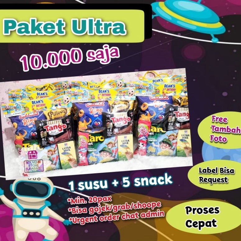 

Super Hits Bingkisan Murah || Bingkisan Berbagi || Bingkisan Ulang Tahun || Bingkisan Hari Raya || Souvenir Snack || Souvenir Custom || Snack hangtag