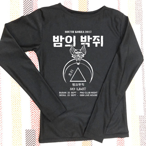 Kaos Tangan Panjang Kelelawar Malam Jalan Gelap Tour Korea Selatan South Korea Tour Band Tshirt Unis