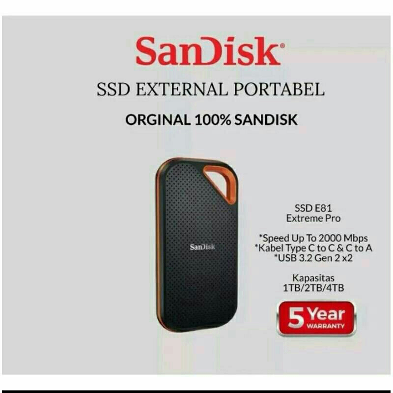 Sandisk SSD EXternal Portabel 1TB 2TB