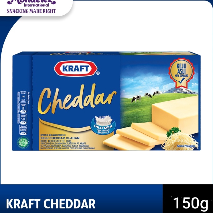 

XFZJ2779 DISKON!!!!!!! Kraft Keju Cheddar Blok, 150g. Keju asli dari susu New Zealand