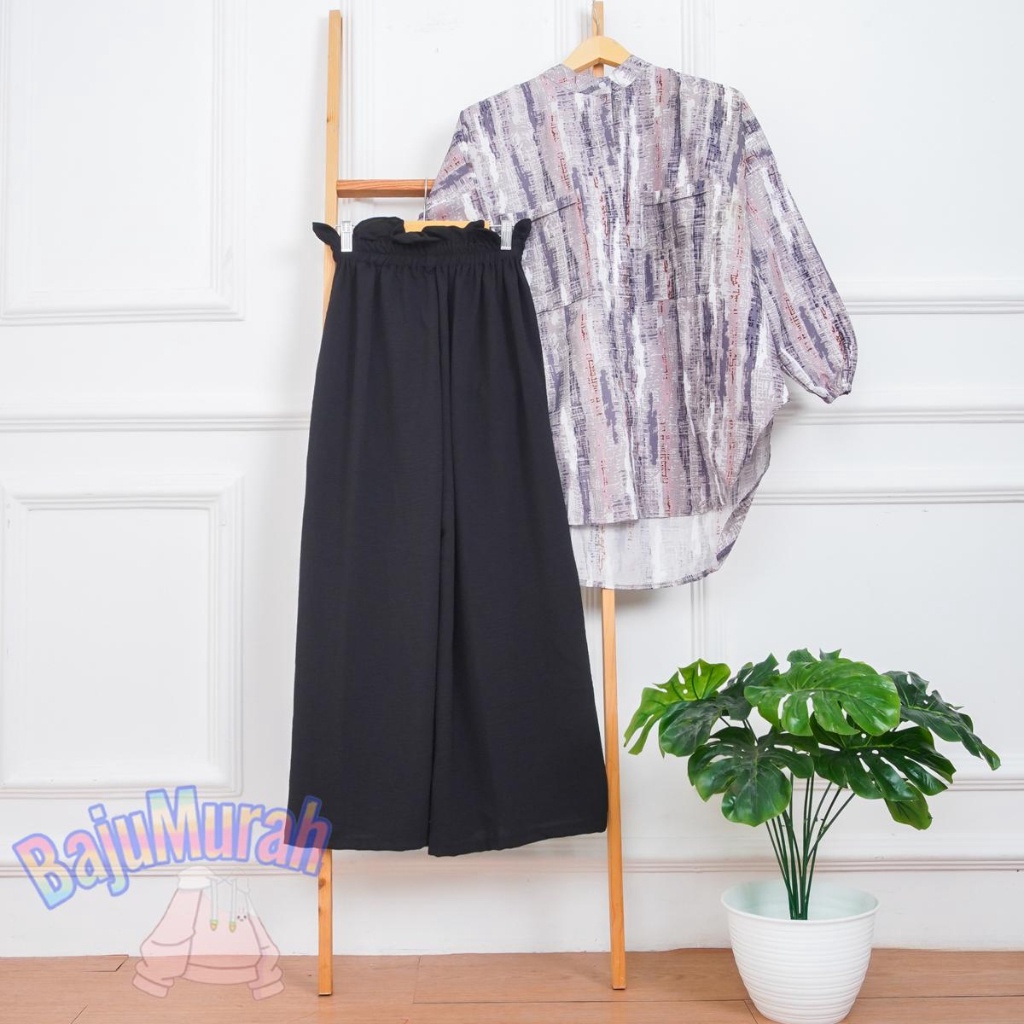 TERLARIS NAJWA - ONE SET WANITA TIARA TUNIK CELANA CRINGKLE gas 