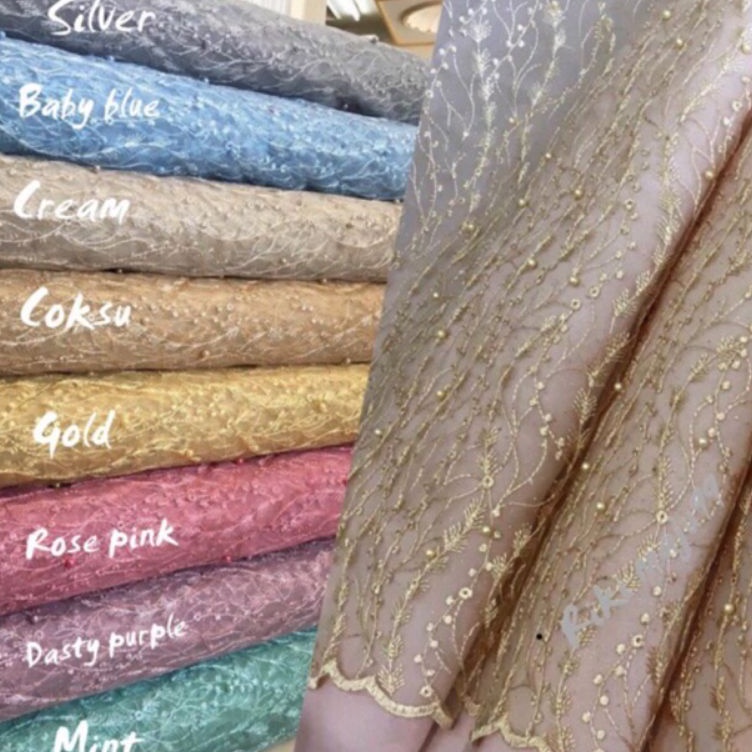 PROMO !!! kain Tile akar Mutiara gliter/ Bahan brokat gliter mutiara/ Obral motif