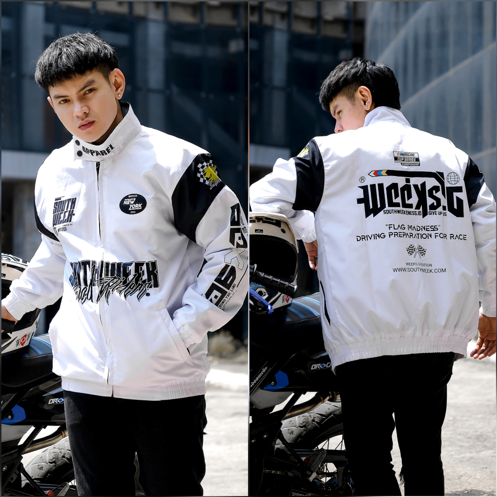 Jaket Parasut Nascar - Jaket Racing Vintage Original - Jaket Windbreakers Pria dan Wanita