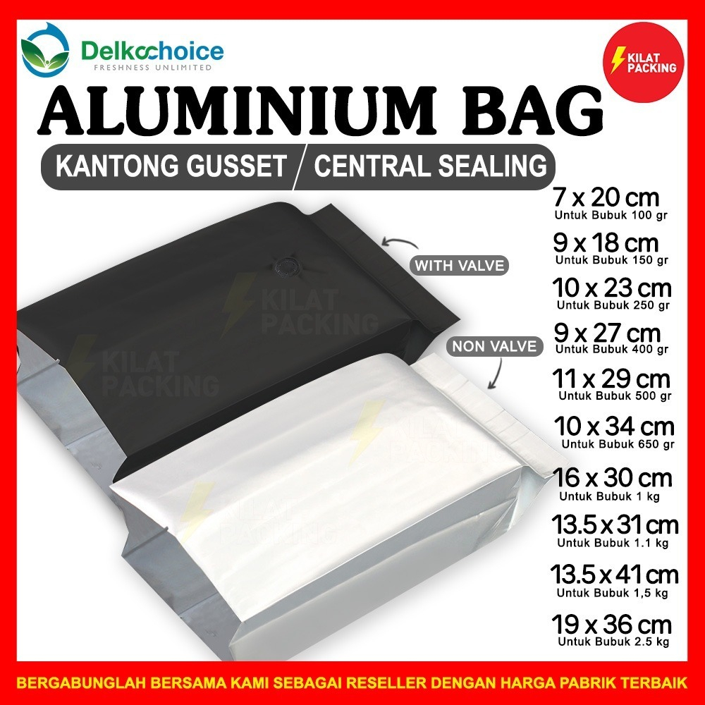 Central Sealing Kantong Gusset Delkochoice Alumunium Bag Gusset