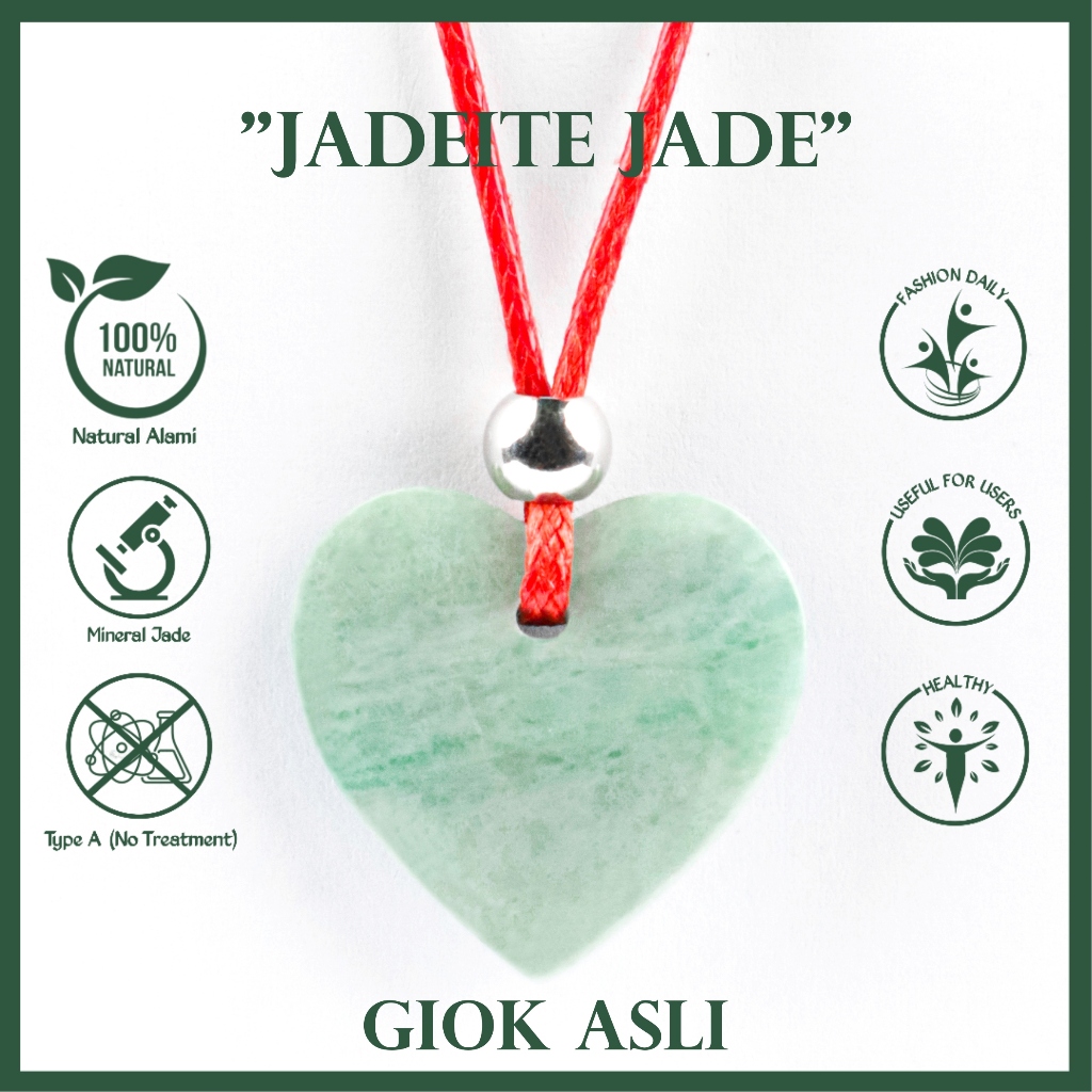 Kalung Liontin Batu Giok Wanita Natural Jadeite Type A Love