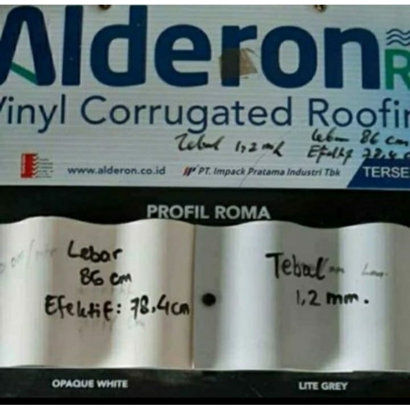 Alderon RS - Atap Roma/meter /Atap UPVC Alderon RS Roma/meter