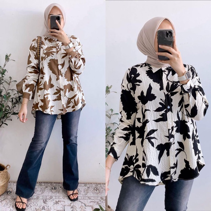 BLOUSE BUNGA CRINKLE