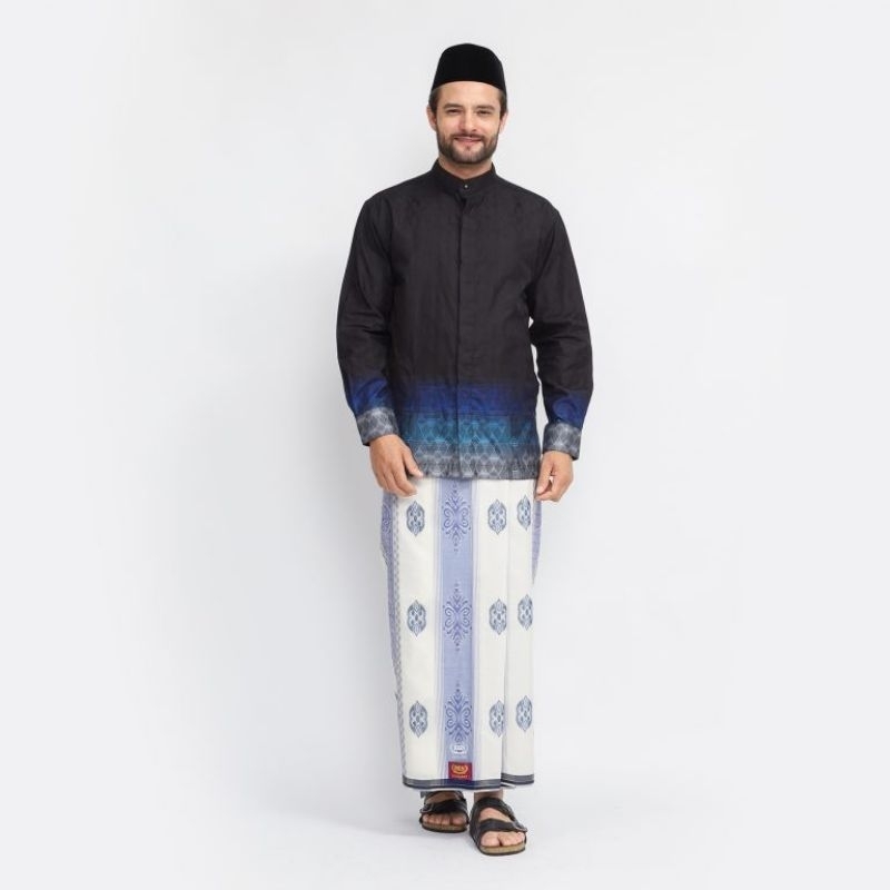 SARUNG BHS EXCELLENT GOLD MOTIF JACQUARD SONGKET WARNA PUTIH BIRU