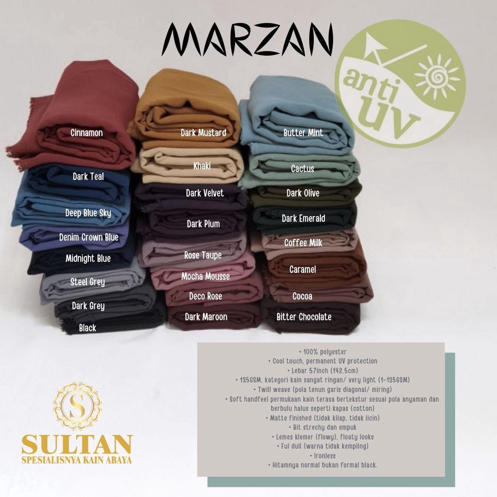 ✨COD✨ Marzan Anti UV { MAZEN }  > I <  Polos Original Sultan 