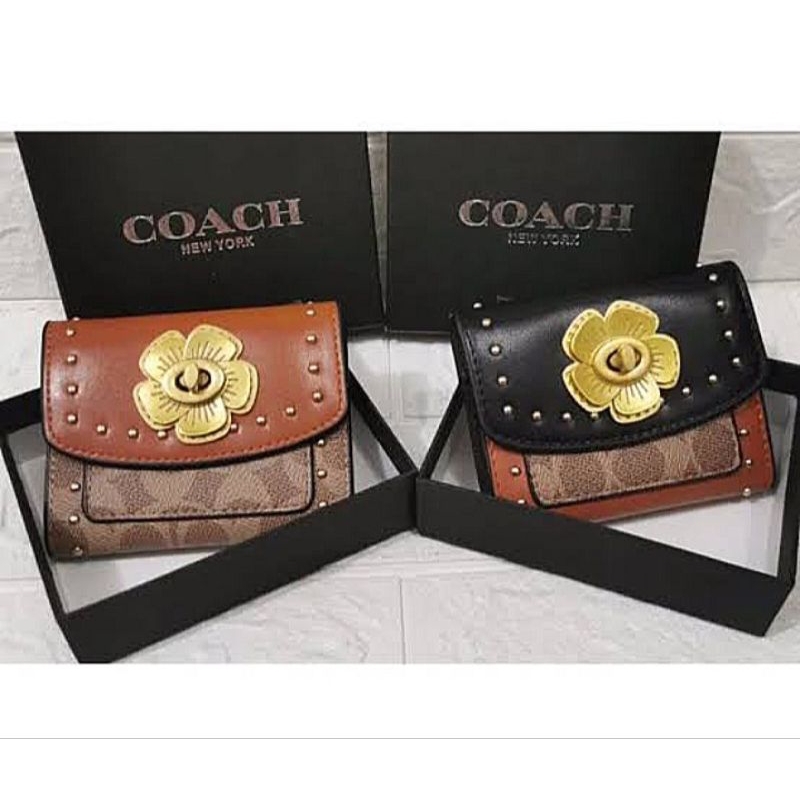 Dompet mini wanita coach parker flower