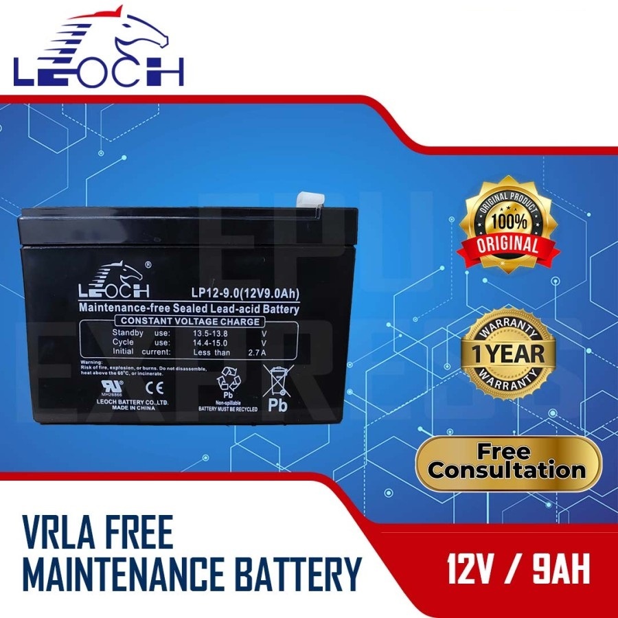 Aki UPS LEOCH 12V 9AH DJW129 Baterai UPS Aki Kering Batere Battery ORIGINAL