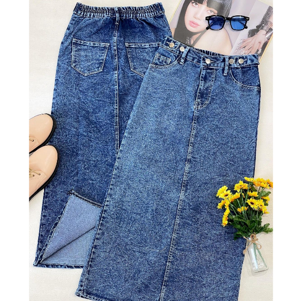 CASUALY.ID - ROK SPAN JEANS WANITA PANJANG / ROK HIGHWAIST THEANA SPAN SKIRT PREMIUM
