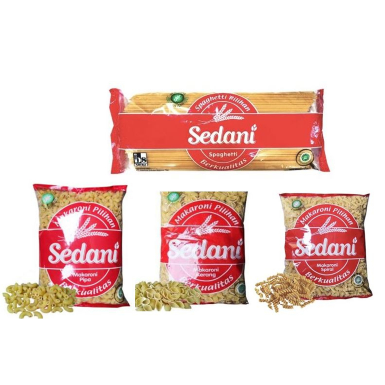 

SEDANI Pasta Spageti/Makaroni Pipa/Makaroni Spiral/Makaroni Kerang 1kg