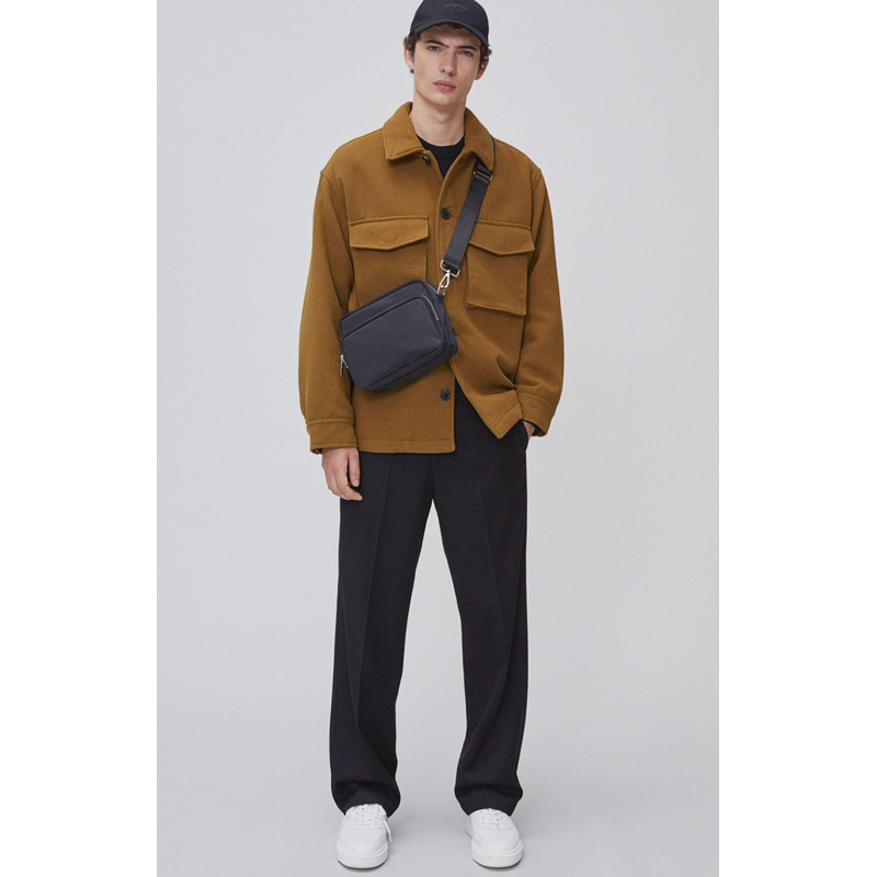 READY  Wool Blend Shacket Dark Beige  HnM Original Size S