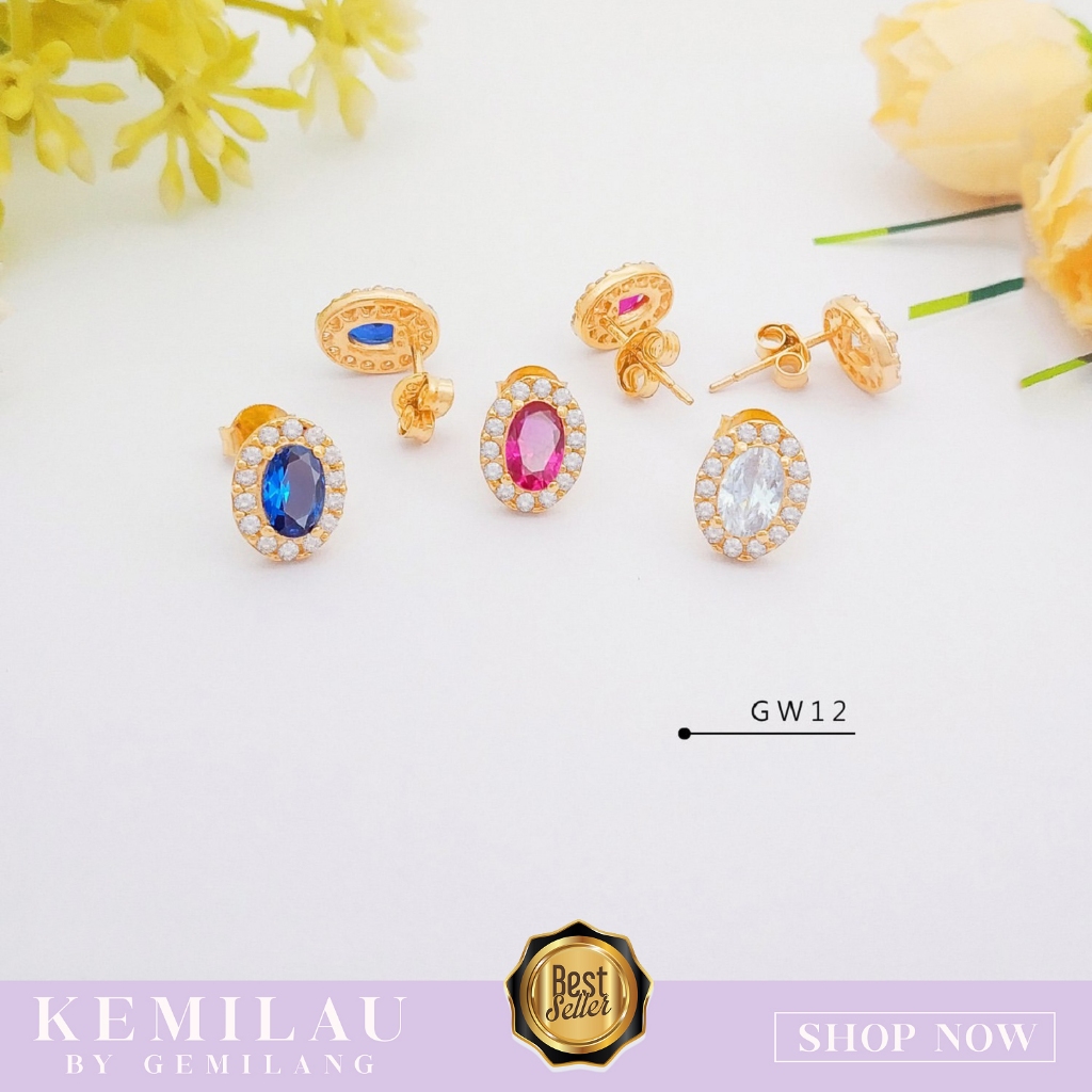 ANTING TUSUK EMAS KADAR 6K & 8K ANTING GIWANG WANITA MODEL MATA BESAR MEWAH CANTIK ELEGANT KODE GW 1