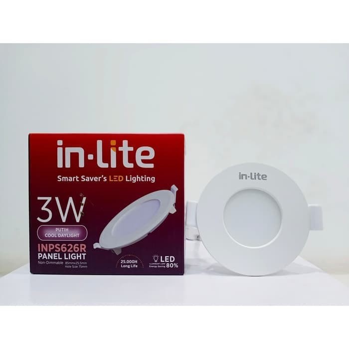 INLITE Downlight LED Panel 3w BULAT Inbow INPS628R Downlight Tanam 3watt