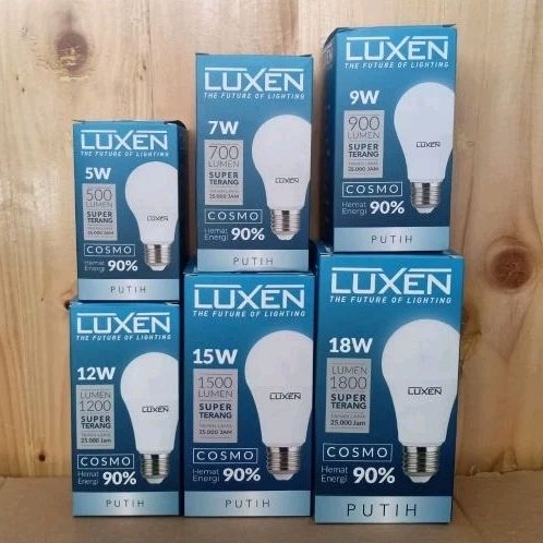 Lampu Bohlam LED Bulb LUXEN 5 7 9 12 15 18 Watt Putih