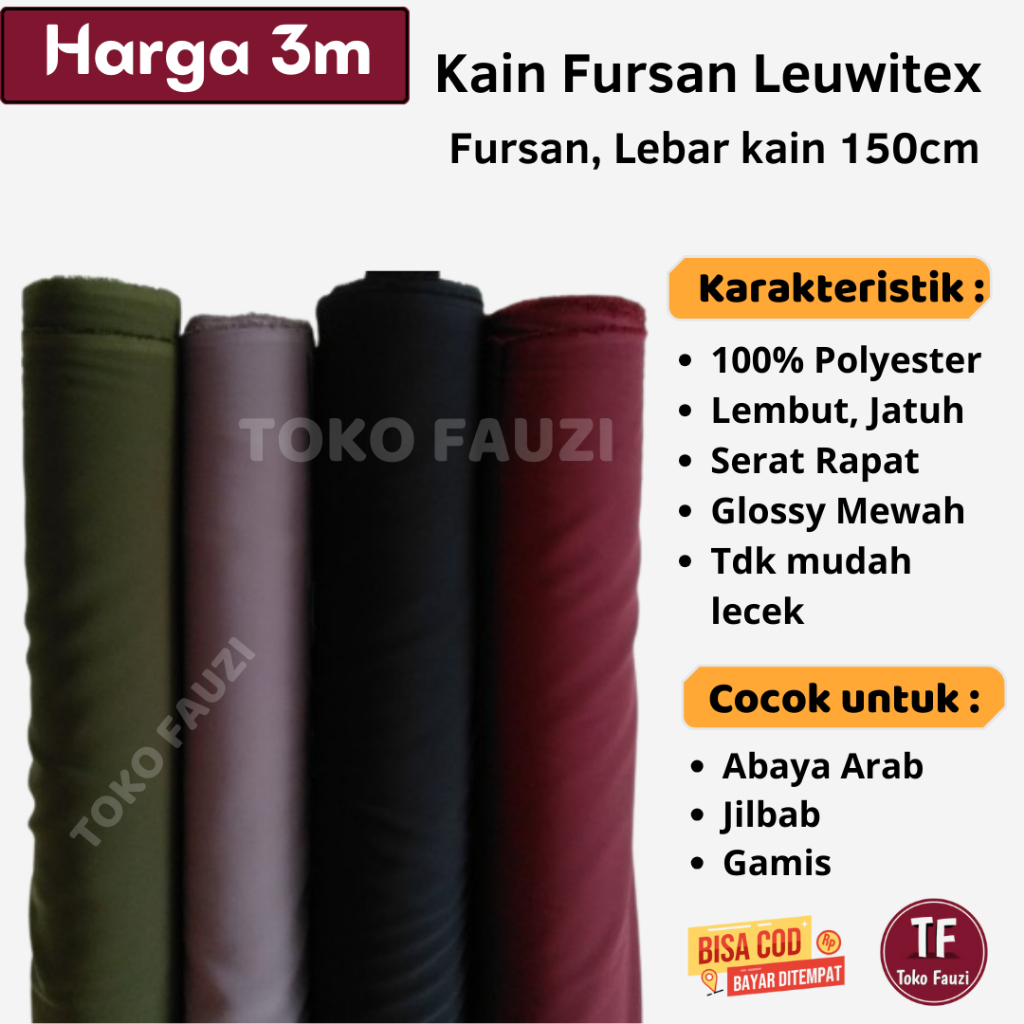 3m Kain Fursan Arab / Fursan Leuwitex Bahan Abaya, Jilbab, Gamis