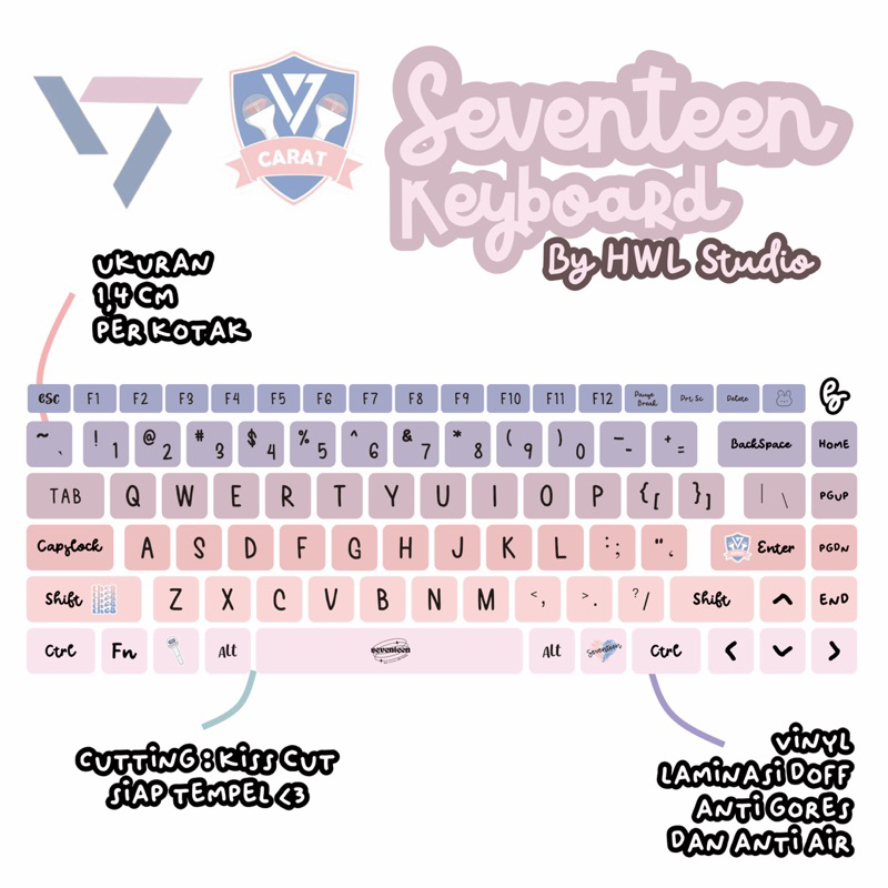 

HWL STUDIO - Sticker Keyboard Seventeen - Sticker keyboard laptop - sticker keyboard komputer PC - stiker seventeen - sticker carat - sticker idol - stiker bias - stiker siap tempel - stiker estetik - stiker kiscut - stiker murah