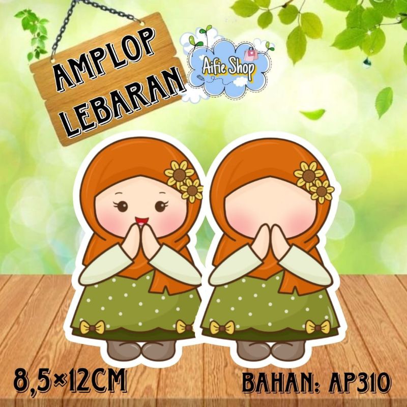 

Amplop lebaran karakter muslimah lucu Angpao lebaran unik