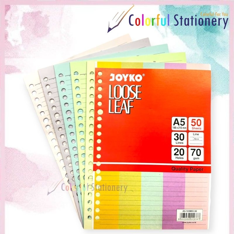 

Loose Leaf / Kertas Binder Warna A5 50 Lembar 103MIX Joyko