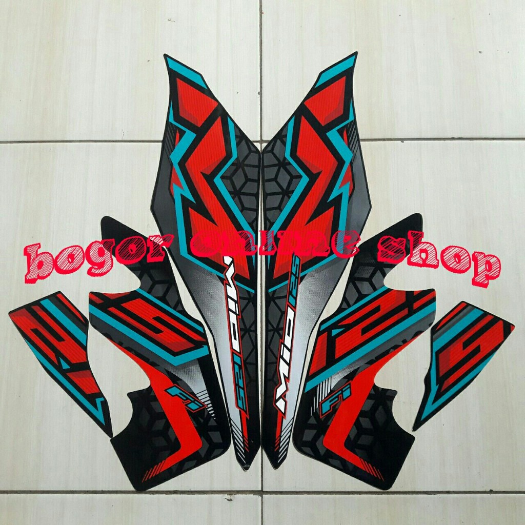 stiker striping body motor mio m3 125 fi 2023 full hitam merah