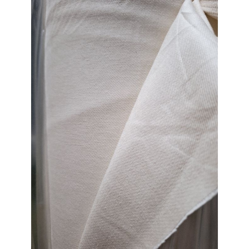 Kain Bahan jeans Denim Katun strech putih Cream  import asli import High Quality