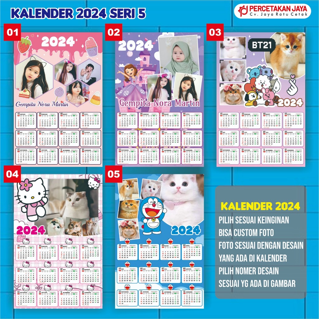 

KALENDER 2024 KARAKTER SERI 5 CUSTOM FOTO 01-10
