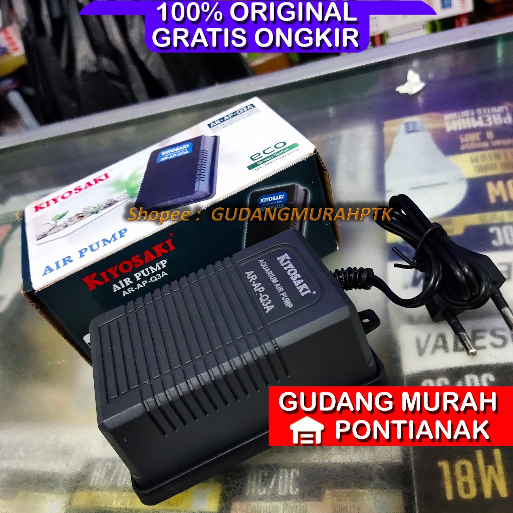 Pompa Oksigen Ikan Gelembung Angin Udara Tiupan Untuk Aquarium Ikan KIYOSAKI Air Pump AR-AP-Q3A