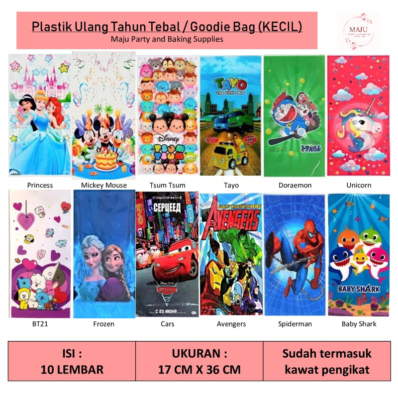 

Plastik Ulang Tahun Karakter Tebal / Goodie Bag (KECIL)