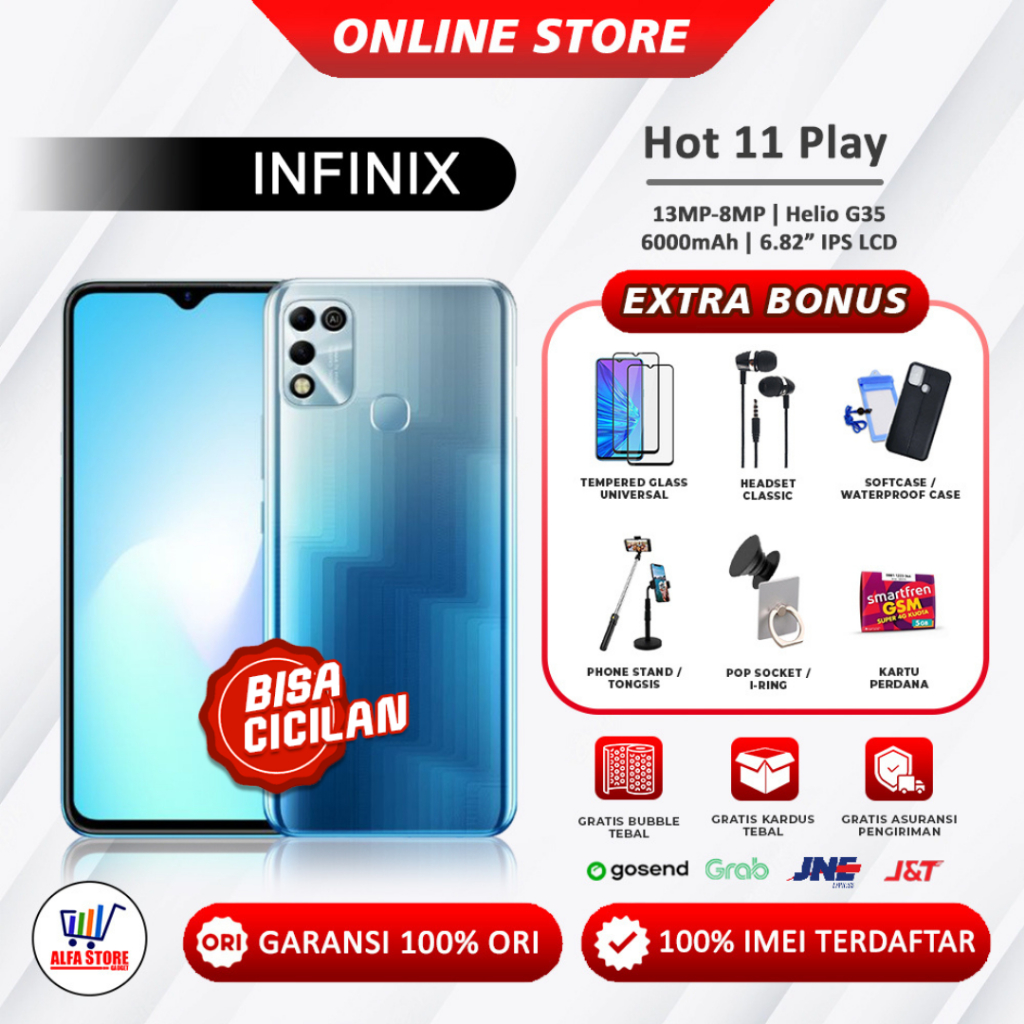 handphone infinix hot 11 play HOT 11 PLAY ram 4+64gb garansi resmi