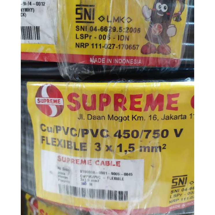 ➯⁂✯ kabel supreme nymhy hitam  3x1.5 meteran