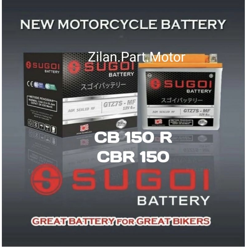 Aki kering sugoi tipe gtz7s mf, for honda cb150R, cbr150. lisensi jepang