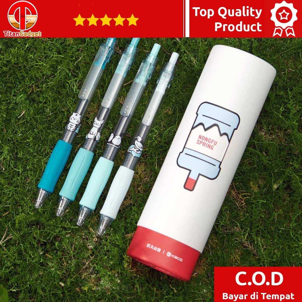 

Pulpen Gel Pen Tinta Biru NONGFU SPRING 4 PCS with Refill - KC4 Titangadget