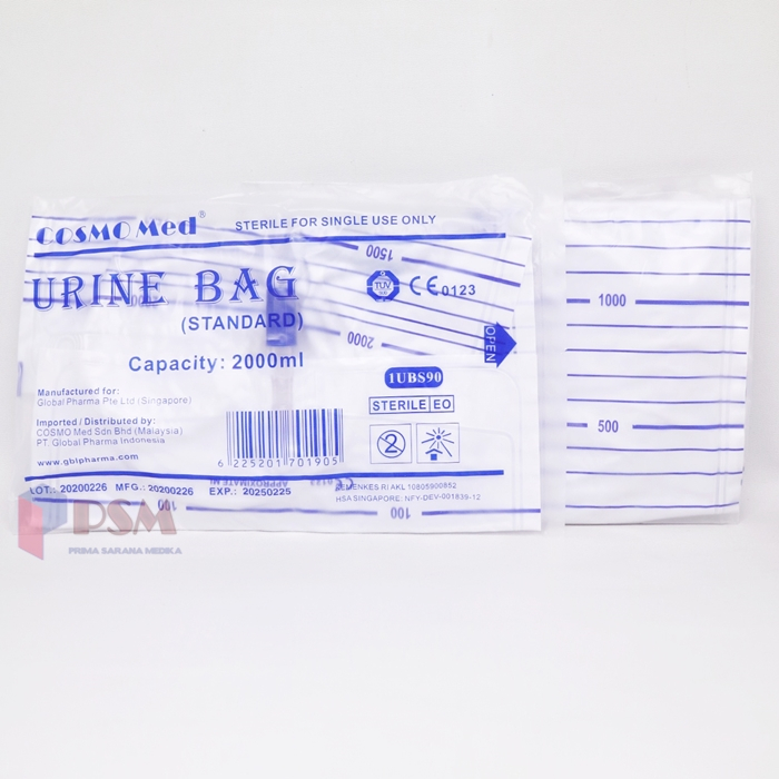 Cosmomed Urine Bag Premium With Hanger T-Valve 2000ml / serupa Urobag