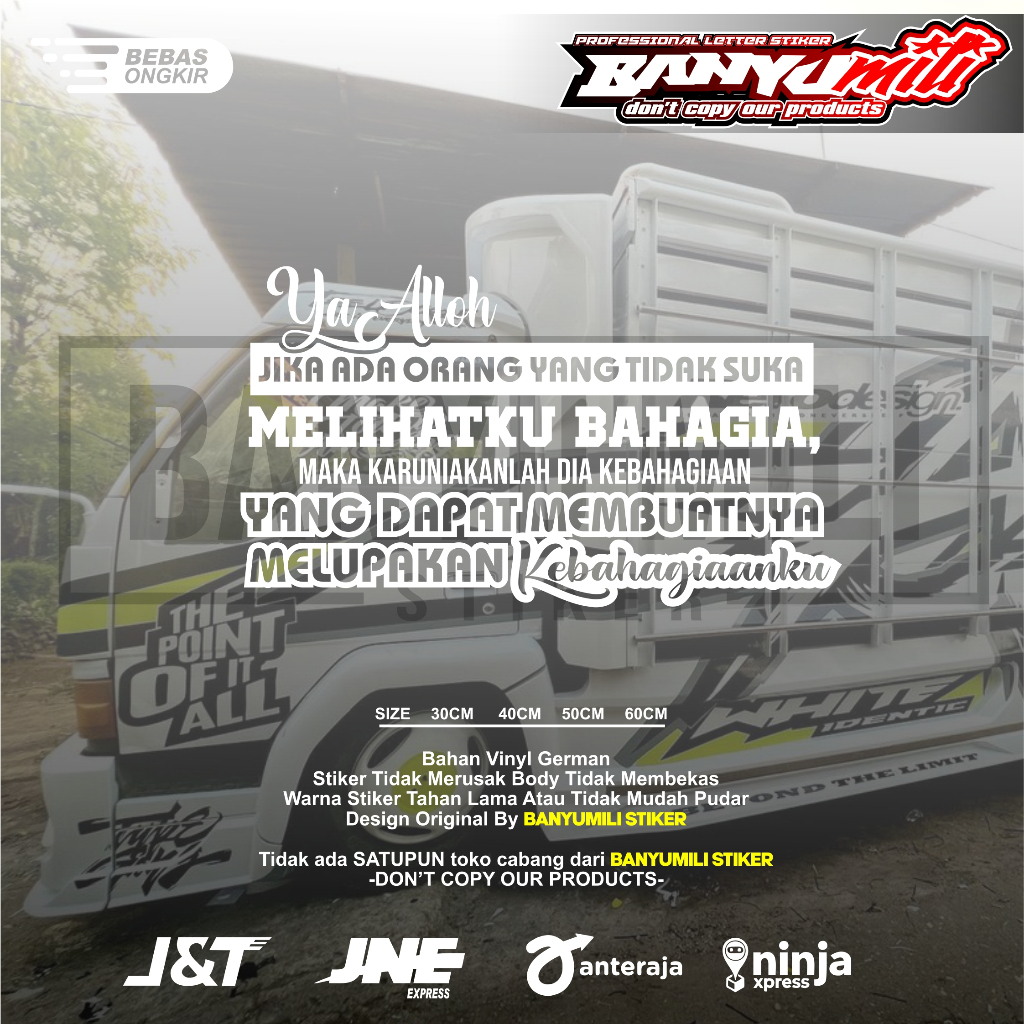 Stiker kata truk cutting variasi kaca mobil pickup truk stiker kata kata kaca truk mobil